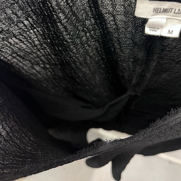 Helmut Lang top asymmetrical sheer black sleeveless crinkled medium top minimal - Picture 4 of 10